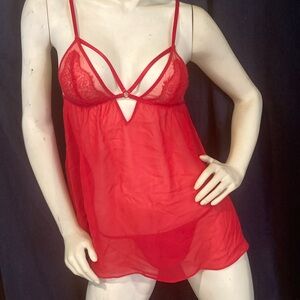Victoria’s Secret sexy, red sheer Christmas lingerie small